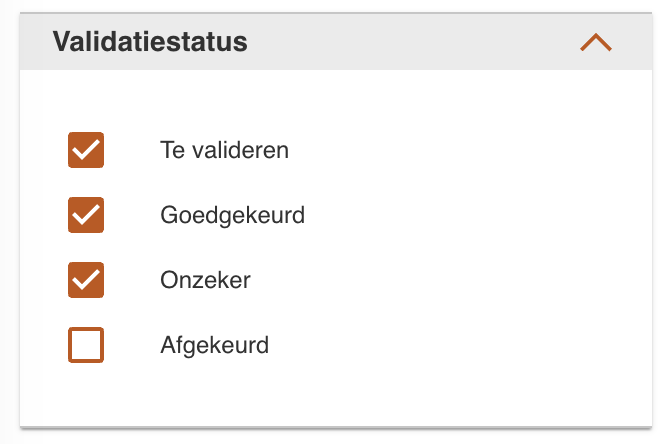 filteren op validatiestatus